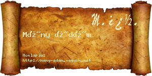 Mány Ádám névjegykártya