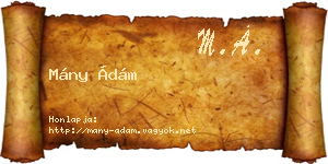 Mány Ádám névjegykártya